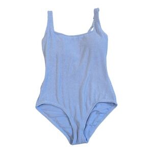 S-10 Women's Full Coverage Pucker Textured Square Neck‎ Swimsuit Kona Sol Blue M